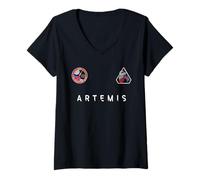 Mujer NASA Artemis II Misión Freedom 250 Patch Camiseta Cuello V