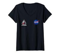 Mujer NASA Artemis II Misión Insignia Meatball Logo Camiseta Cuello V