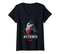 Mujer NASA Artemis II Patch Logo To The Moon and Beyond Space Camiseta Cuello V