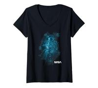 Mujer NASA - Gorro de Papá Noel navideño con Constelaciones de Astronauta Camiseta Cuello V