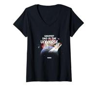 Mujer NASA Greatest Dad in The Universe Father's Day Space Science Camiseta Cuello V