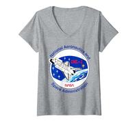 Mujer NASA - IML 1 Parche de misión de lanzadera Camiseta Cuello V