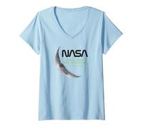 Mujer NASA - Luna Explora el Universo, Negro Camiseta Cuello V
