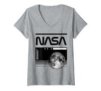 Mujer NASA - Plan Lunar y código de Barras Camiseta Cuello V