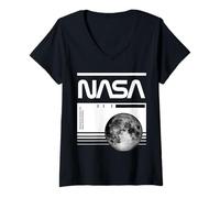 Mujer NASA - Plan Lunar y código de Barras Camiseta Cuello V