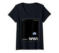 Mujer NASA - Vista de la Salida de la Tierra Desde la Luna Camiseta Cuello V