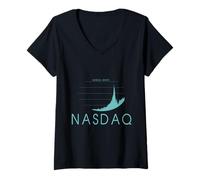Mujer NASDAQ Índice tecnológico estadounidense, bolsa de valores, finanzas Camiseta Cuello V