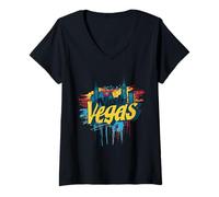 Mujer Nash Vegas Nashville Tennessee Music City Squad Fun Skyline Camiseta Cuello V