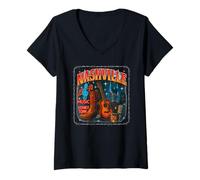 Mujer Nashville Bootleg Retro Music City Gráfico Camiseta Cuello V