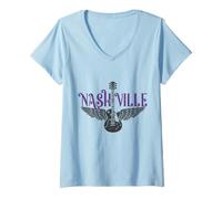 Mujer Nashville Tennessee Country Music City Guitarra Vintage Camiseta Cuello V