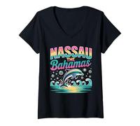 Mujer Nassau Bahamas Camisa Delfín Bahamas Souvenirs Bahamas Camiseta Cuello V