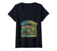Mujer Nassau Bahamas Travel Souvenir City Monumento Turístico Regalo Camiseta Cuello V