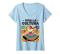 Mujer National Hispanic Heritage Month Viva La Cultura Camiseta Cuello V