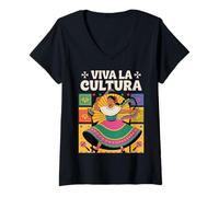 Mujer National Hispanic Heritage Month Viva La Cultura Camiseta Cuello V