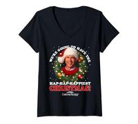 Mujer National Lampoon's Christmas Vacation HAP-HAP-Happiest Camiseta Cuello V