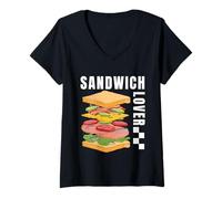 Mujer National Sandwich Day Funny Fast Food Lover Ham and Cheese Camiseta Cuello V