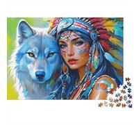 Mujer Nativa Americana Puzzle Mil Piezas para Toda La Familia Reto Mental Piezas Precisas Hecho En Europa Actividad Indoor Reciclable 38x26cm/1000pcs
