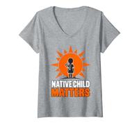 Mujer Native American Day Proud Native Child Matters I Wear Orange Camiseta Cuello V
