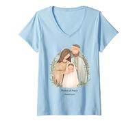 Mujer Natividad Boho Príncipe de la Paz Navidad Camiseta Cuello V