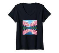 Mujer Naturaleza Amante Tranquilo Naturaleza Reflexiones Camiseta Cuello V