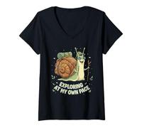 Mujer Nature Explorer Niños Senderismo Explorando A Mi Propio Ritmo Caracol Camiseta Cuello V