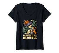 Mujer Nature He Made It All Beautiful Vintage Mujer Christian Camiseta Cuello V