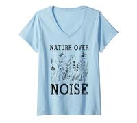 Mujer Nature Over Noise Hiking Wildflower Adventure Butterfly Camiseta Cuello V