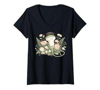 Mujer Naturecore Ecografista Tecnología de ultrasonido Naturaleza Flores Camiseta Cuello V