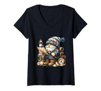 Mujer Nautical GNOME For Men Lighthouse Keeper and Boat Captain Camiseta Cuello V