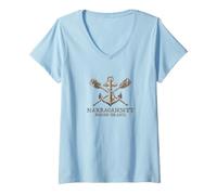 Mujer Naval de Narragansett Rhode Island - Narragansett Rhode Island Camiseta Cuello V