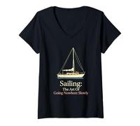 Mujer Navegando el Arte de IR a Ninguna Parte Lentamente Mariner de Fin de Semana Camiseta Cuello V