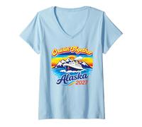 Mujer Navegando Juntos por Alaska 2027 Glacier Sunset Wilderness Trip Camiseta Cuello V