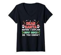 Mujer Navidad Dear Santa Before I Explain Funny Xmas Mujeres Hombres Camiseta Cuello V