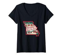 Mujer Navidad en el Estado de Show-Me Missouri Camiseta Cuello V