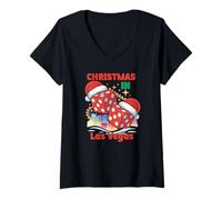 Mujer Navidad en Las Vegas Holiday Vibes Camiseta Cuello V
