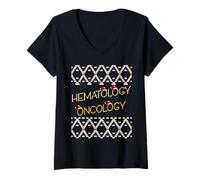 Mujer Navidad Hospital Médicos Enfermería Hematología Oncología Camiseta Cuello V