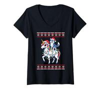 Mujer Navidad Lobo Unicornio Gafas De Sol Lobos Camiseta Cuello V