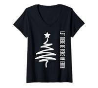 Mujer Navidad Moderna Que Haya Paz en la Tierra Navidad Camiseta Cuello V