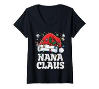 Mujer Navidad Nana Claus Santa Hat Xmas Grandma Family Women Camiseta Cuello V