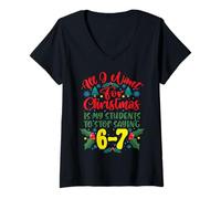 Mujer Navidad Profesor Estudiante Deja de Decir 67 Meme Navidad Camiseta Cuello V
