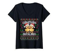 Mujer Navidad Santa Dibujos Animados Patitos Feos Navidad Suéter Patos Camiseta Cuello V