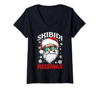 Mujer Navidad Skibidi Rizz Rizzmas Funny Santa Sigma Bruh Gen Z Camiseta Cuello V