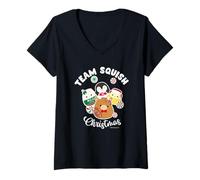 Mujer Navidad Squishmallows Squad Camiseta Cuello V