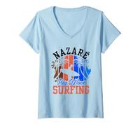 Mujer Nazaré Big Wave Surfing Surf Surfista Camiseta Cuello V