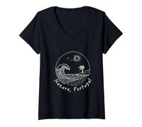 Mujer Nazare Portugal Beach Souvenir Viajes portugueses Hombres Mujeres Camiseta Cuello V