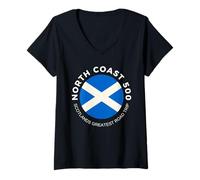 Mujer NC500 Souvenir de Viaje por Carretera de la Costa Norte 500 Escocia Camiseta Cuello V