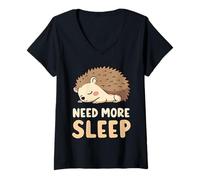 Mujer Necesita dormir más adorable erizo dormido Camiseta Cuello V