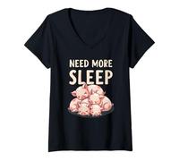 Mujer Necesita más sueño: bonito diseño de siesta de lechones Camiseta Cuello V
