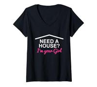 Mujer ¿Necesita una casa? I'm Your Girl Real Estate Agent Funny Realtor Camiseta Cuello V