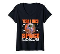 Mujer Necesito Espacio Me Iré a Marte Humor Astronómico Camiseta Cuello V